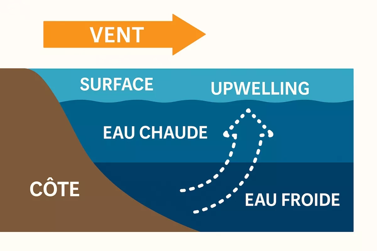 Schéma représentant l'upwelling