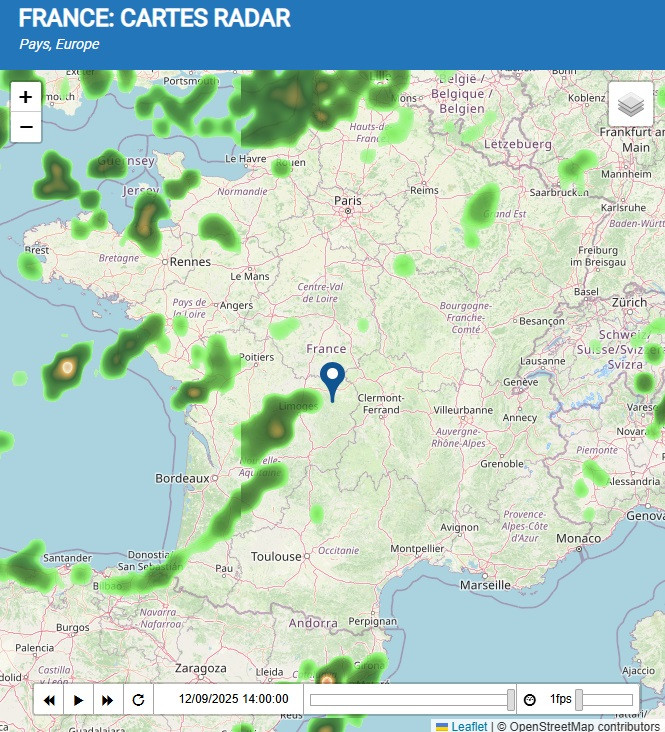 Carte radar pluie france 12 septembre