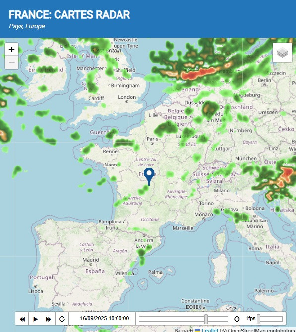 Carte radar France 16 septembre