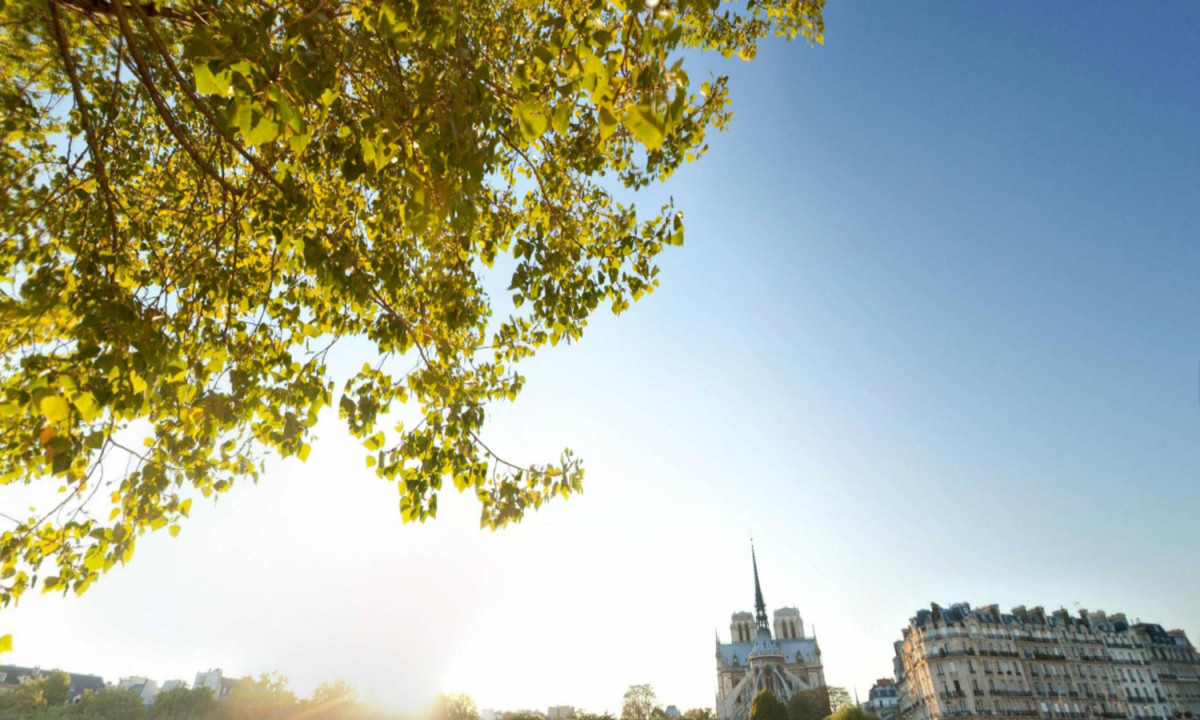 Ville et grand ciel bleu
