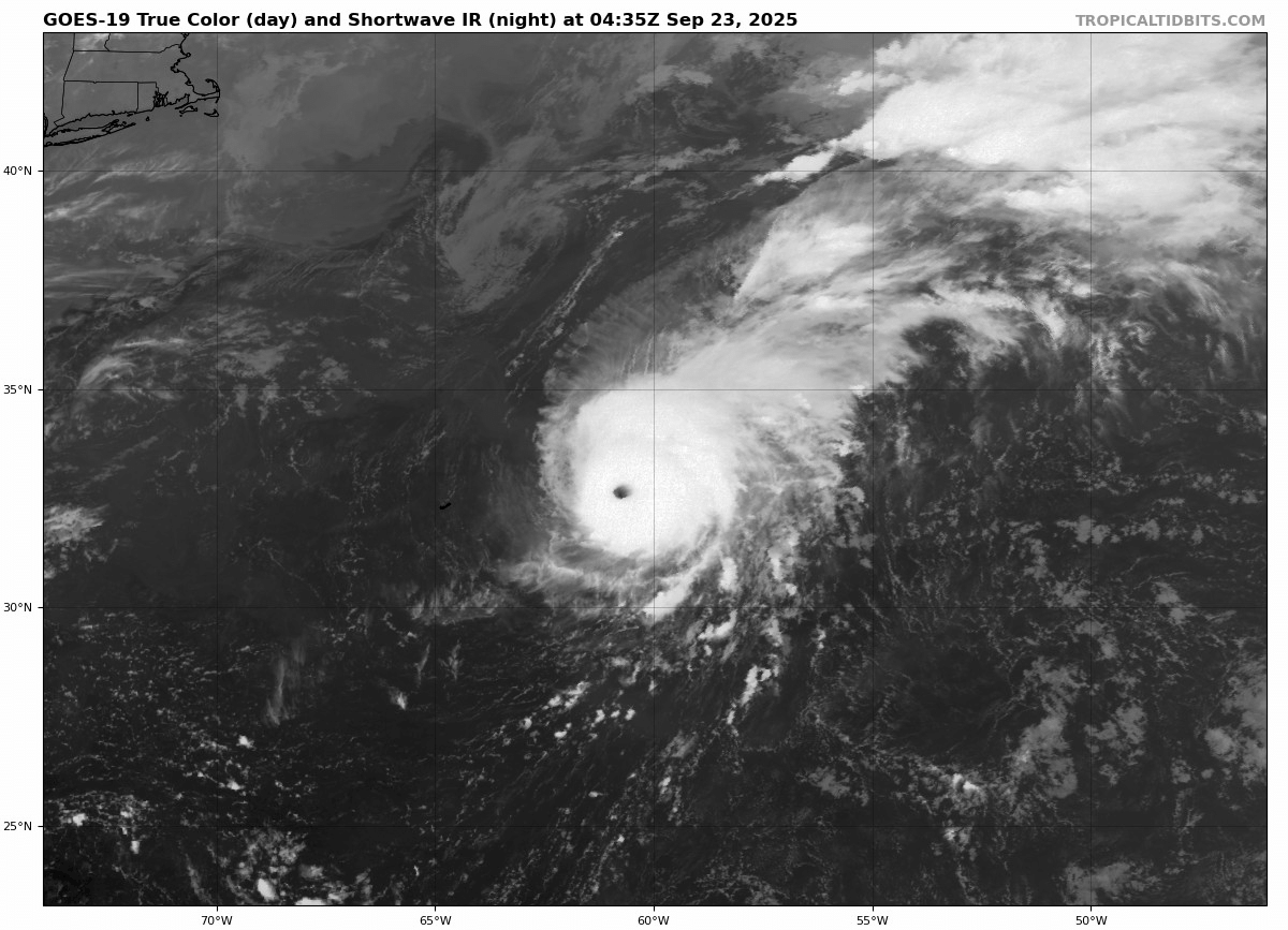 Ouragan Gabrielle, images satellite