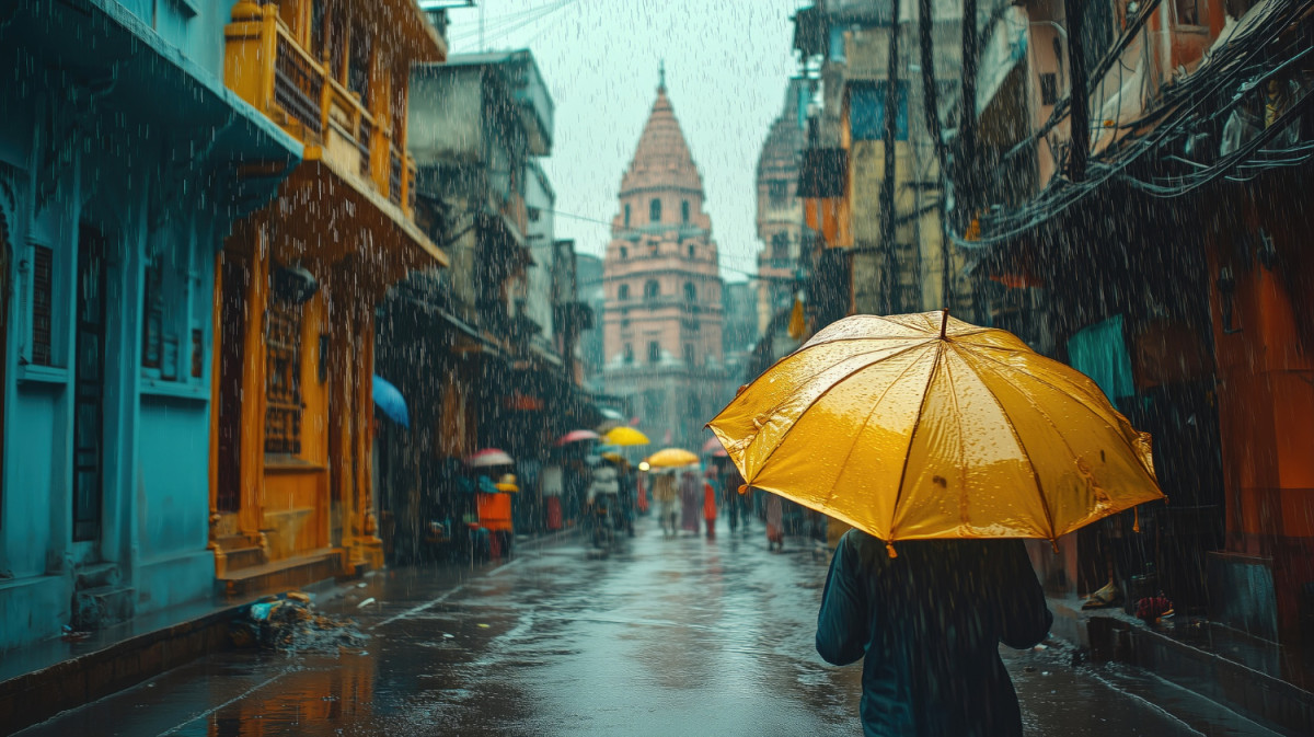 Personne avec un parapluie se promène