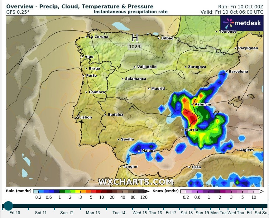Carte radar espagne