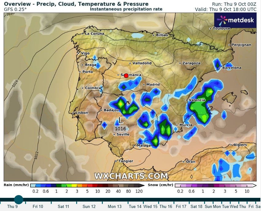Carte radar pluie espagne