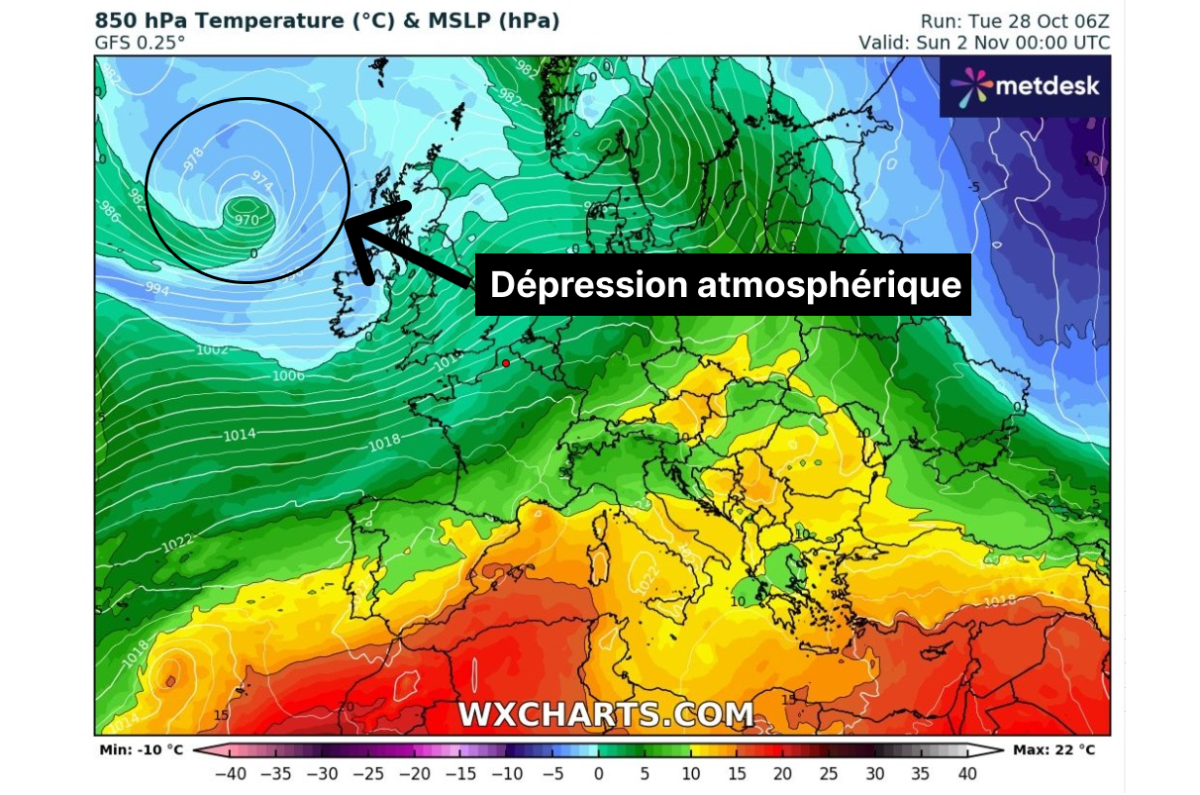 Carte dépression atmosphérique