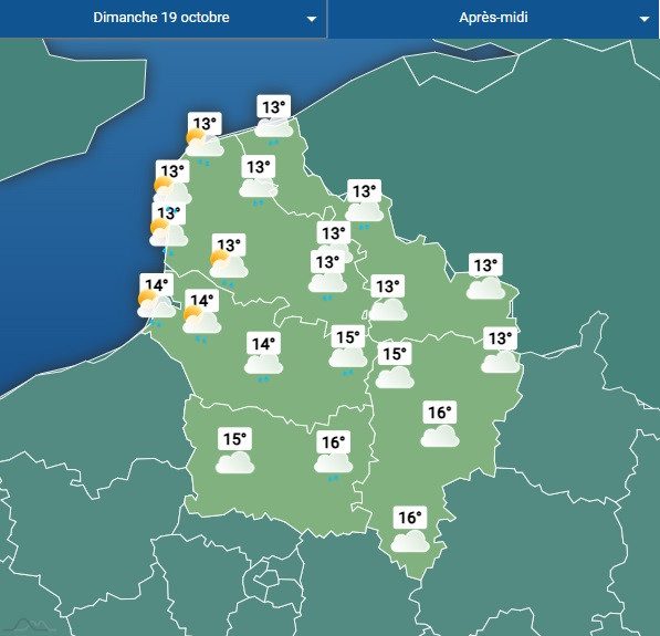Carte météo samedi après-midi
