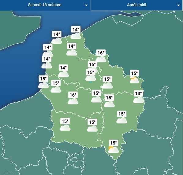 Carte météo samedi après-midi