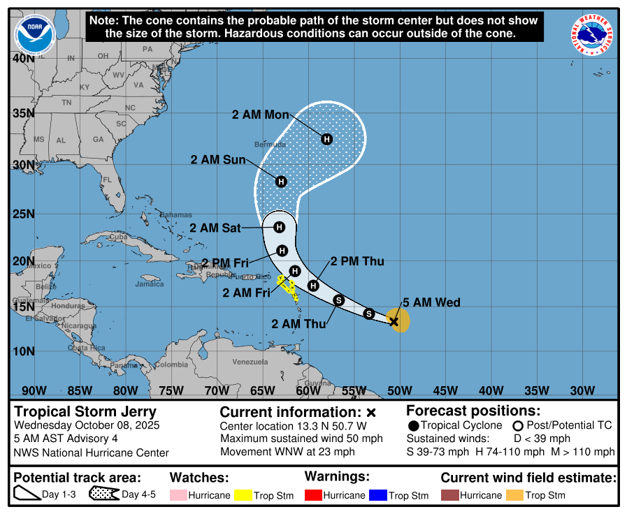 Trajet de la tempête Jerry