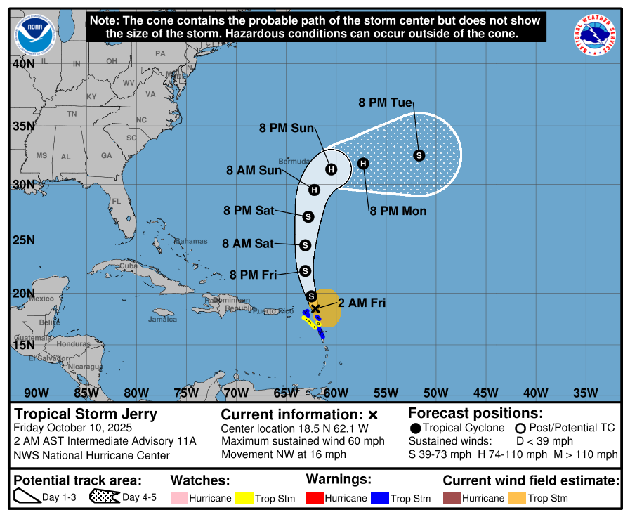 Trajet de la tempête Jerry