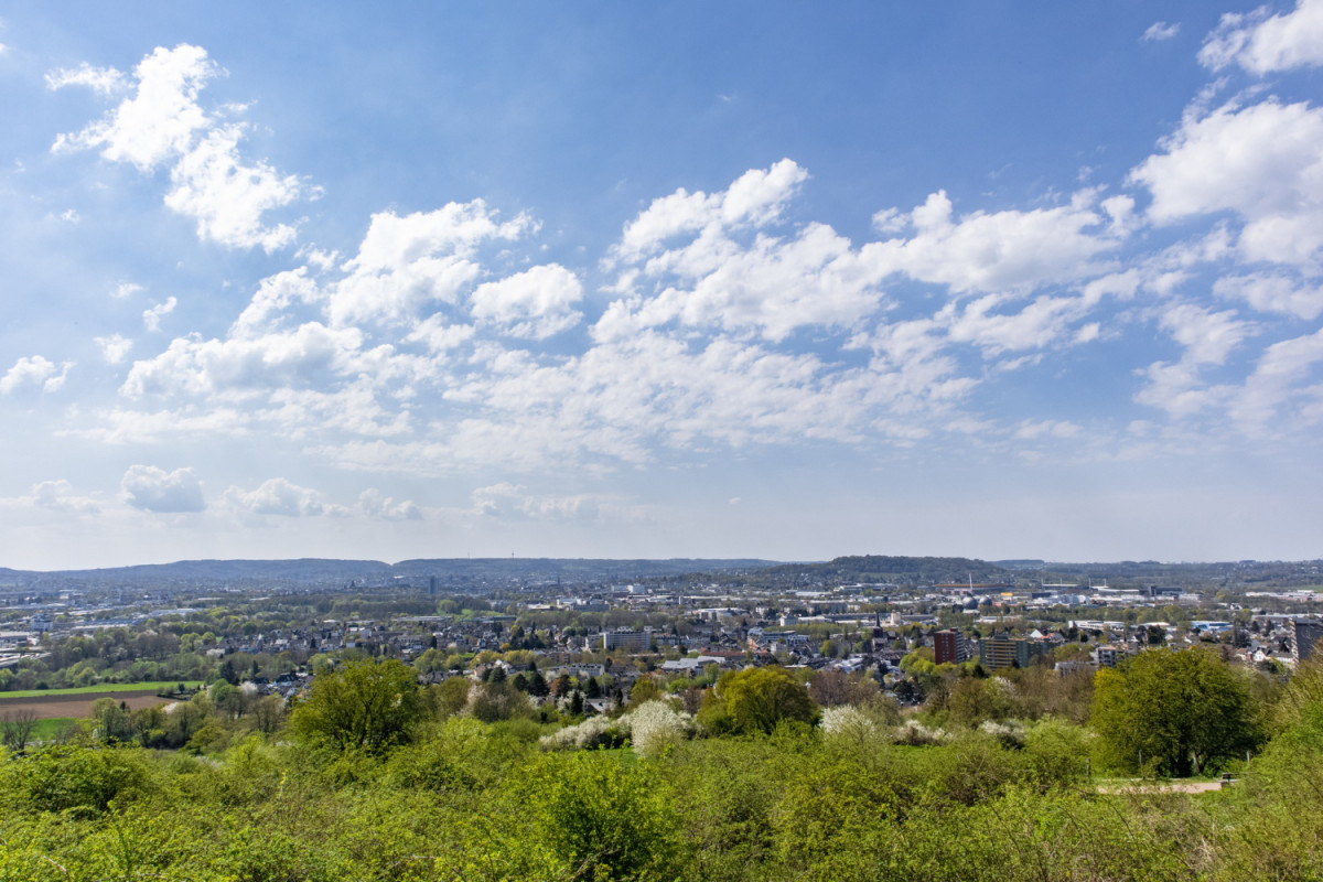 Une ville ensoleillée vue de loin