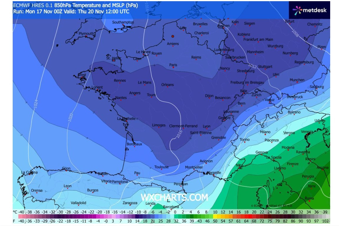 Carte de froid en France