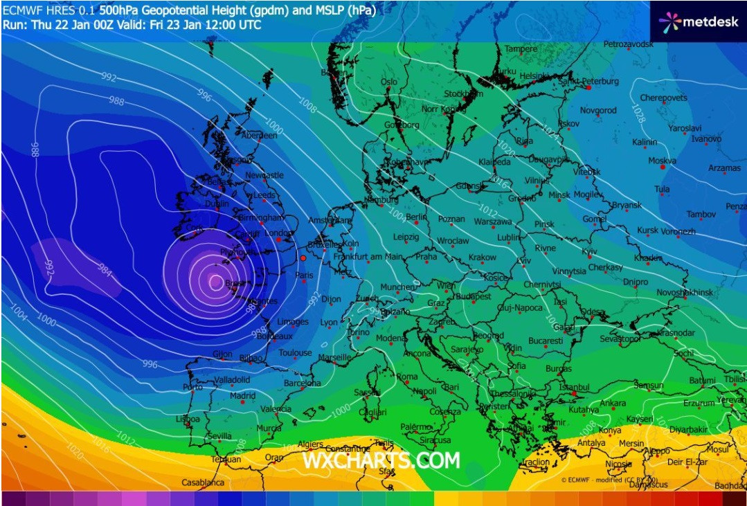 Carte pression atmosphérique