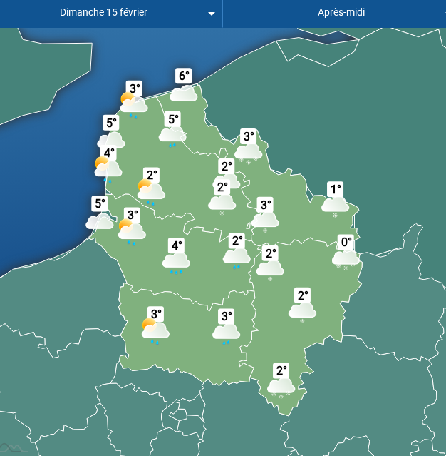 Carte des hauts-de-france après-midi