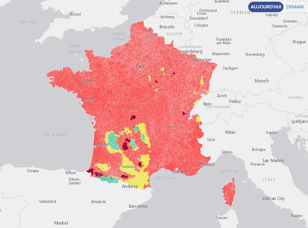 Carte France Pollens
