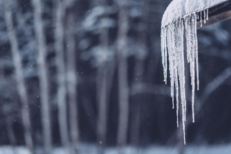 Des stalactites de glaces sur un toit1561