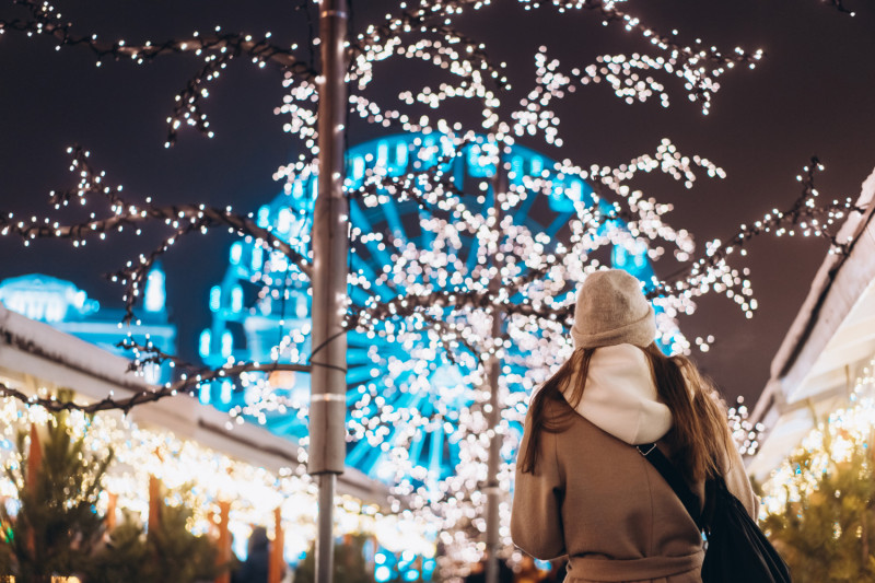 Illuminations de Noël dans un parc