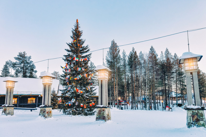 Sapin de Noël et neige