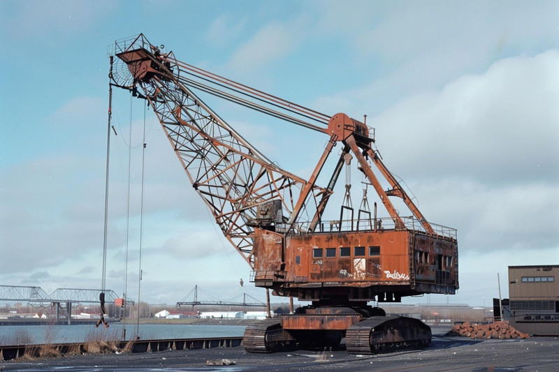 Une grue sur un port