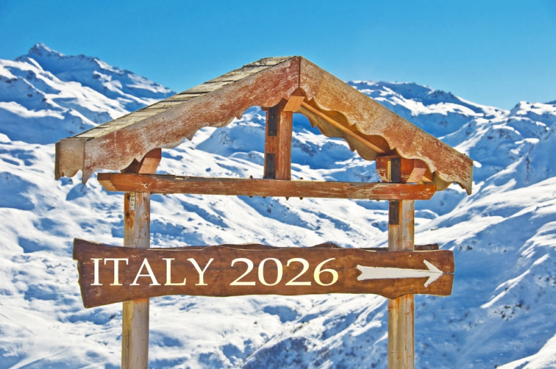Panneau indiquant Italy 2026