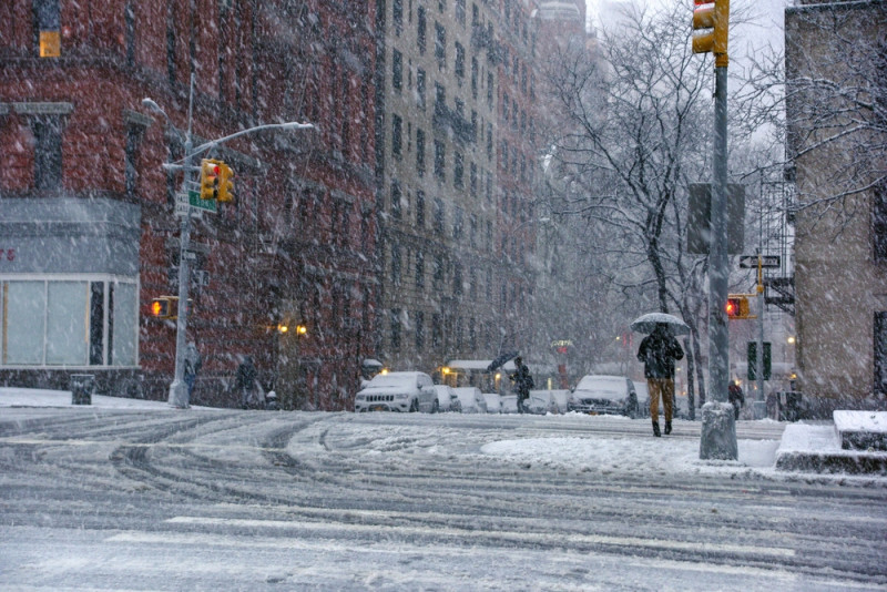 Rue de New York sous la neige