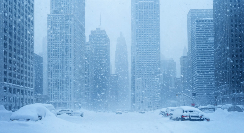 Voiture couverte de neige à new york