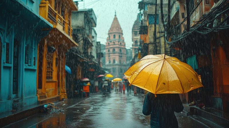 Personne avec un parapluie se promène