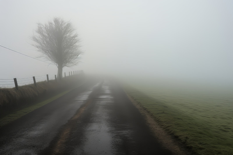 Route avec brouillard