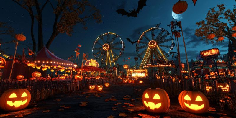 Des citrouilles dans un parc d'attraction
