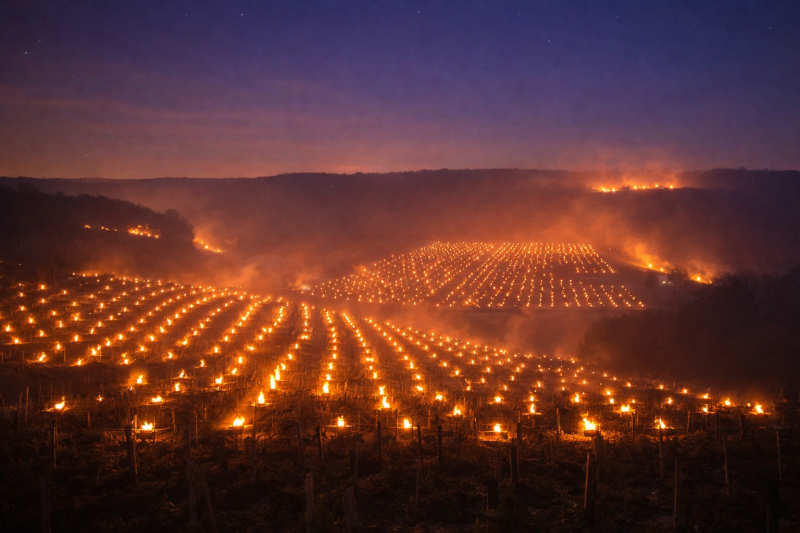 Bougies dans un vignoble