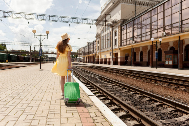 Une femme sur le quai de la gare