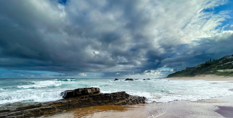 beach scene with clouds