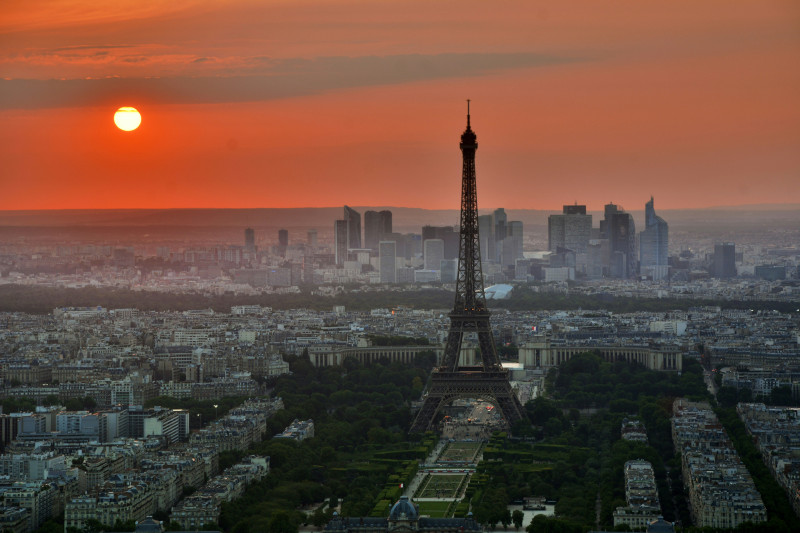 Eiffel Tower sunset skyline