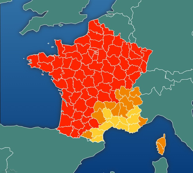 Carte des alertes de ce jeudi