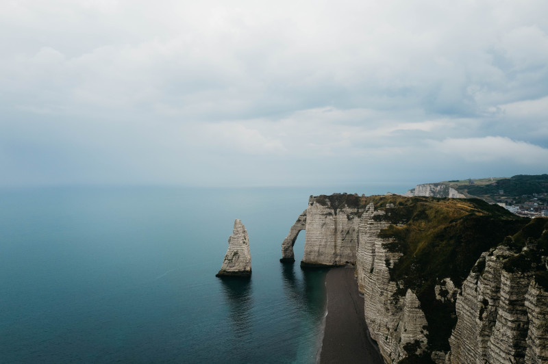 Vue Aérienne Des Falaises D'étretat En Normandie