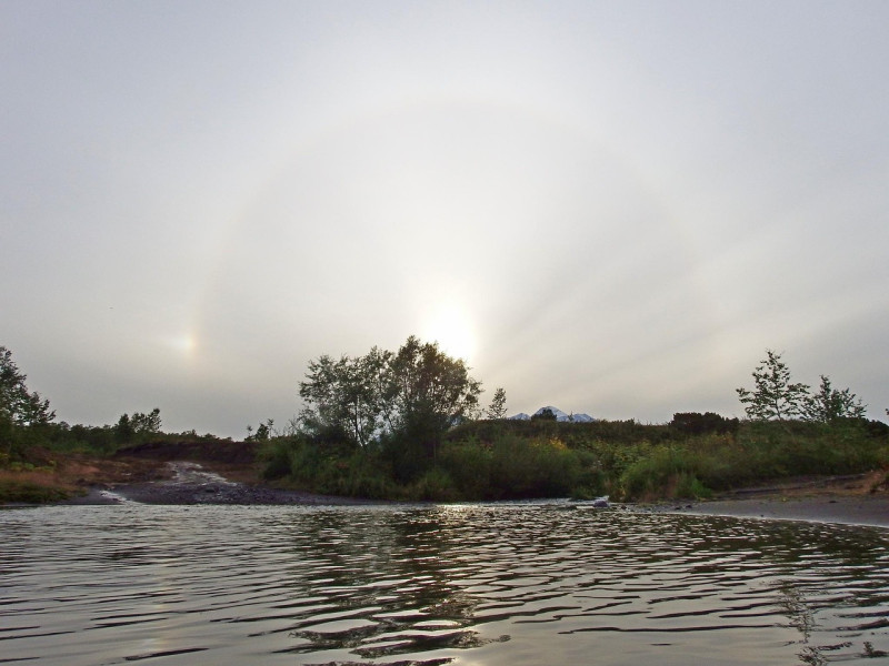 halo, sunshine, volcans, forêt, arbres, mauvais temps, prévision, soirée, crépuscule, nébulosité, montagnes, paysage, la nature