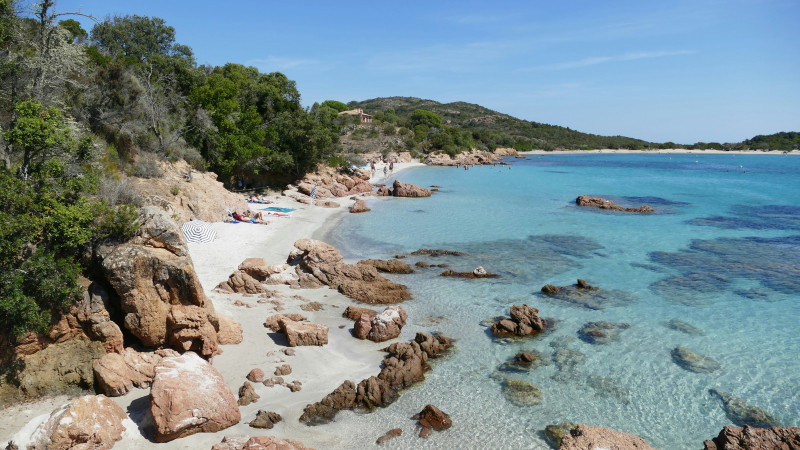 Tropical beach with clear blue waters in Corsica