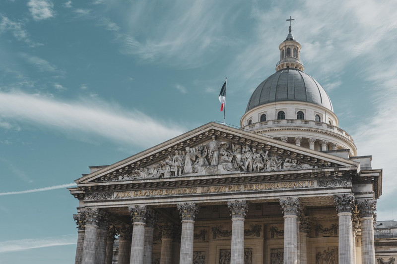 panthéon paris, imeuble, repère, temple de la renommée, monument, creuser, historique, architecture, église, dôme, colonnes, paris, la france, panthéon