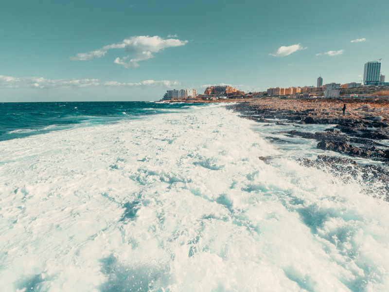 A coast with high waves Malta.