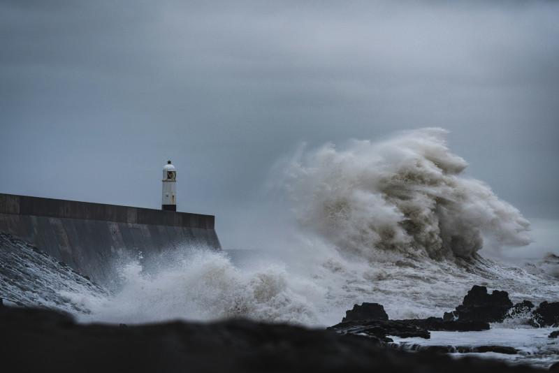A storm hitting the lighthouse in Porthcawl