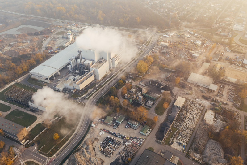 la pollution, environnement, drone, air, climat, changement, industriel, chimique, écologie, atmosphère, global, échauffement, émissions, carbone, protection, fumer, brume, serre, gaz, urbain, conditions météorologiques, smog, l'europe , pologne, allemag
