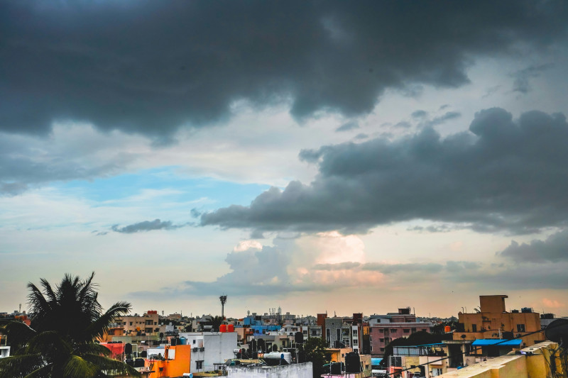 A view of a city from a rooftop