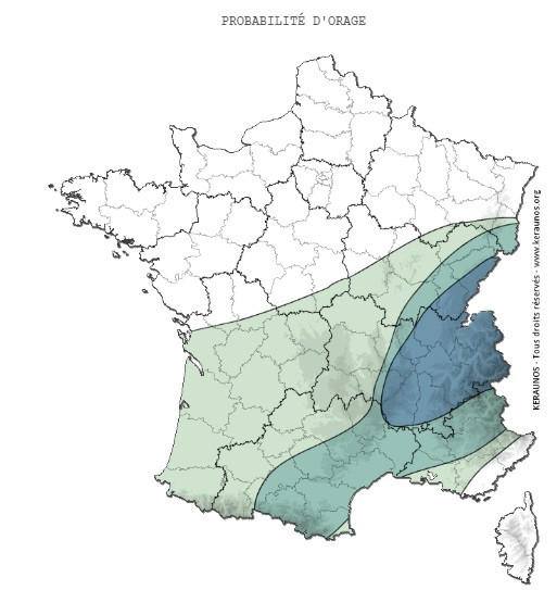 Risque d'orage élevé mardi 8 septembre