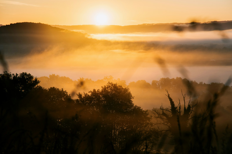 Sunrise over the hills in the South of France.