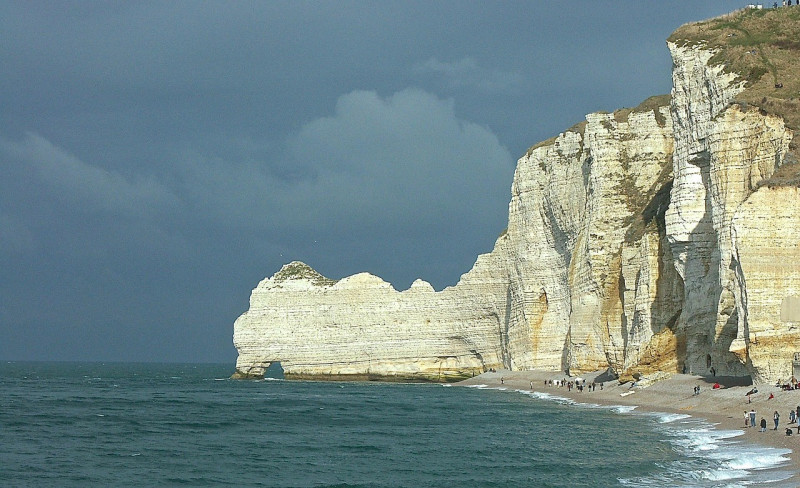 falaise, normandie, étretat, paysage, france, ciel, plage, mer, nature, calcaire, contraste