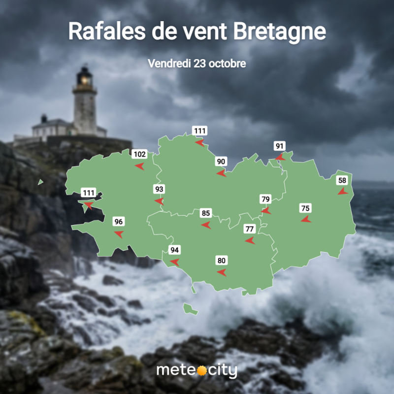 Carte de Bretagne pour vendredi 23 octobre