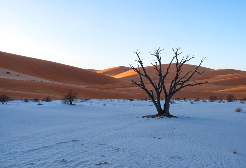 Neige dans le Sahara : quand les dunes se couvrent d'un manteau blanc